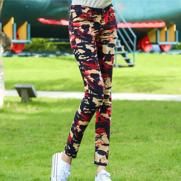 Women Camouflage Jeans Slim Fit Skinny Camo Jeans Women 100 Cotton