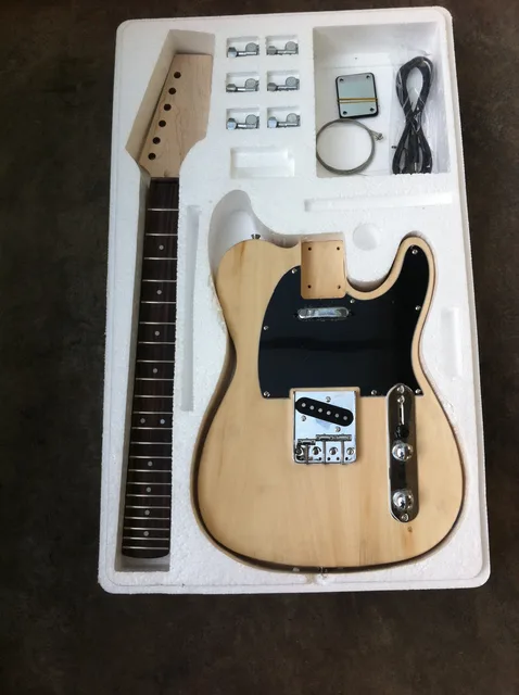 Best price at $136 Cheap Unfinished Popular Tl Electric Guitar DIY Kit Basswood Body 3-Ply Black Pickguard electric guitar TL wooden instinctive quali