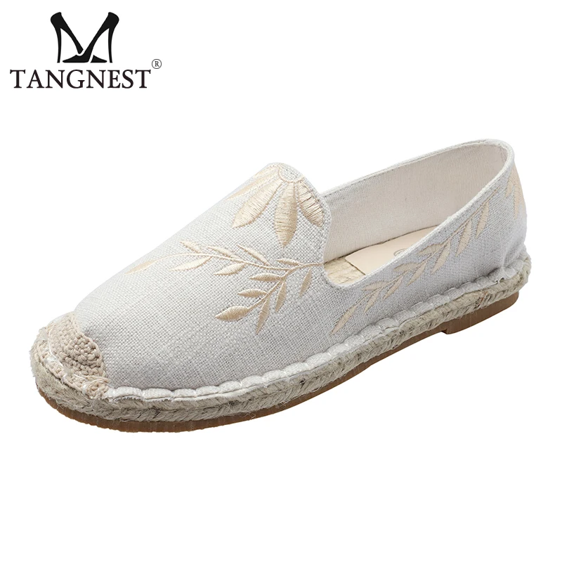 

Tangnest 2019 Spring Espadrilles Women Flats Floral Slippers Hemp Slip On Round Toe Flat Shoes Lady Casual Daily Shoes XWD7419