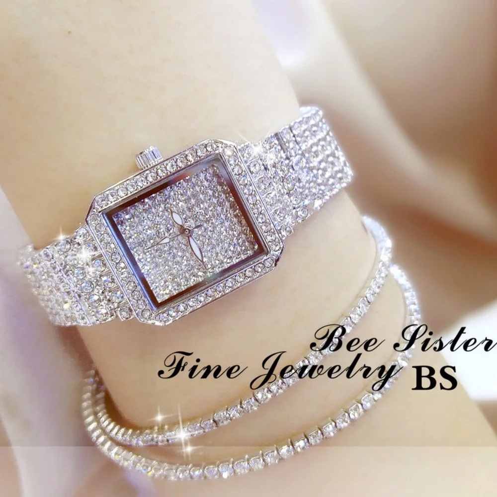 Hot New Women Watch Rhinestone Watches Lady Diamond Stone Dress Watch Stainless Steel Bracelet Wristwatch ladies Crystal Watch