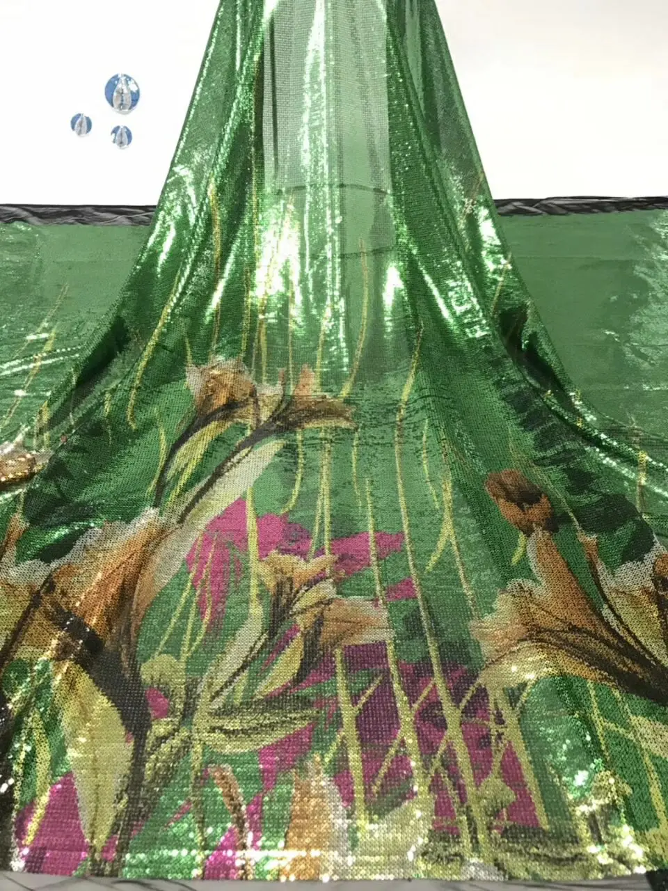 

(5yards/lot ) 2019 New High quality emerald green Velvet African tulle lace French net lace fabric with Sequins for party dress