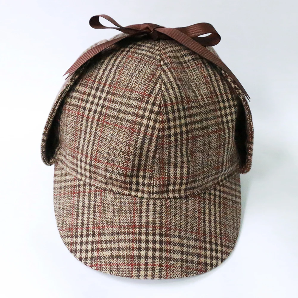 High Quality Cosplay Cap Detective Sherlock Holmes Deerstalker Hat Gray Black Brown Caps New Berets Cap Vestidos (1)