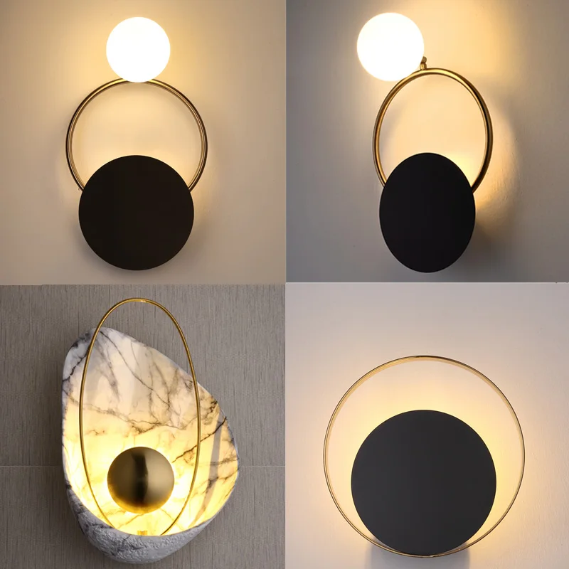 

Nordic Post-modern Metal Wall Lamp Minimalist Art Designer Living Room Decoration Wall Lamp Personality Aisle Bed Round