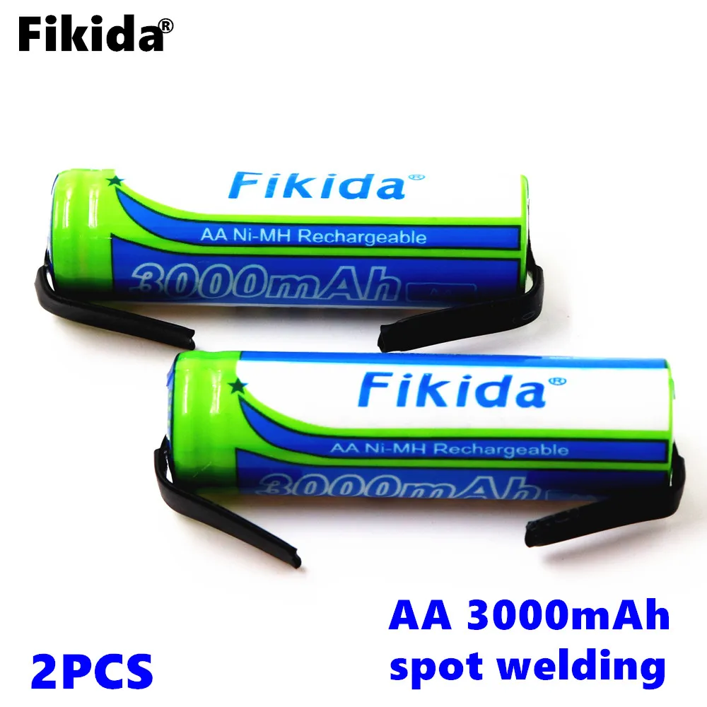 

2PCS Fikida New AA Rechargeable Battery 1.2V 3000mah NiMH 14430 Battery with Solder Pins for DIY Electric Razor Toothbrush Toys