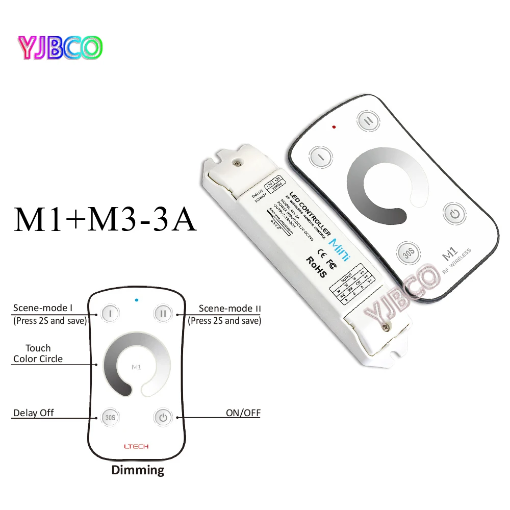 Хорошая цена M1 + M3 3A светодио дный диммер DC12 24V RF Беспроводной пульт