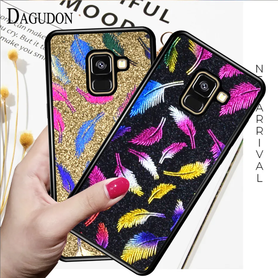 Feather Glitter case For Samsung galaxy A8 A6 S8 S9 J2 J4 J6 2018 Grand Prime J3 J5 J7 A3 A5 2017 2016 S5 Case Soft Cover |