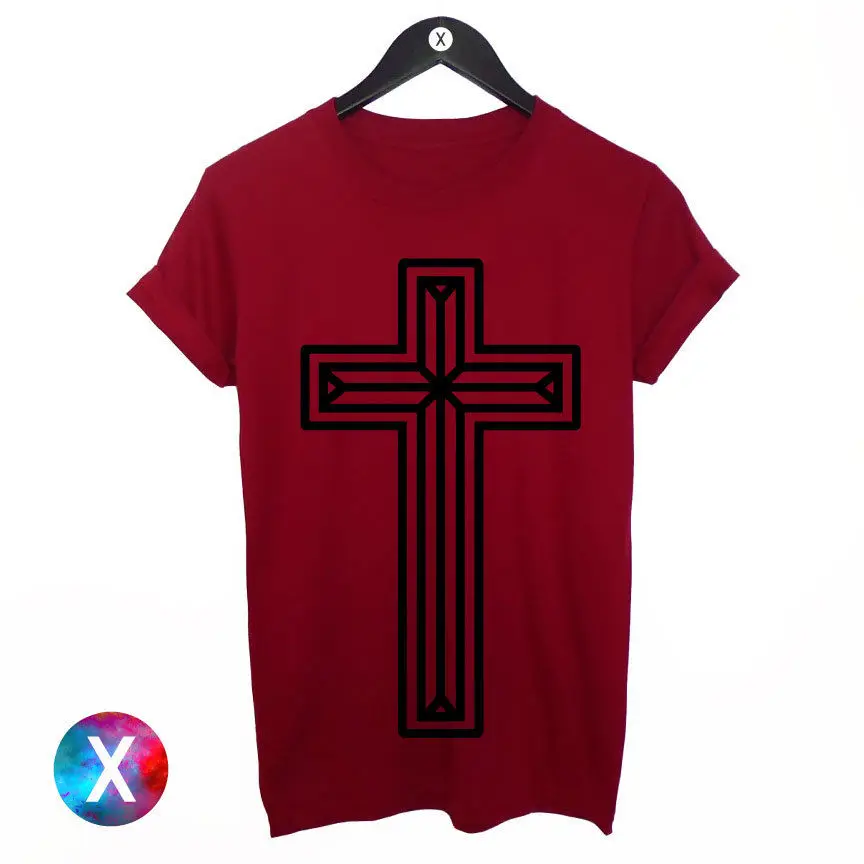 CROSS Printed T Shirt Graphic Swag Hipster Illuminati Religion Print