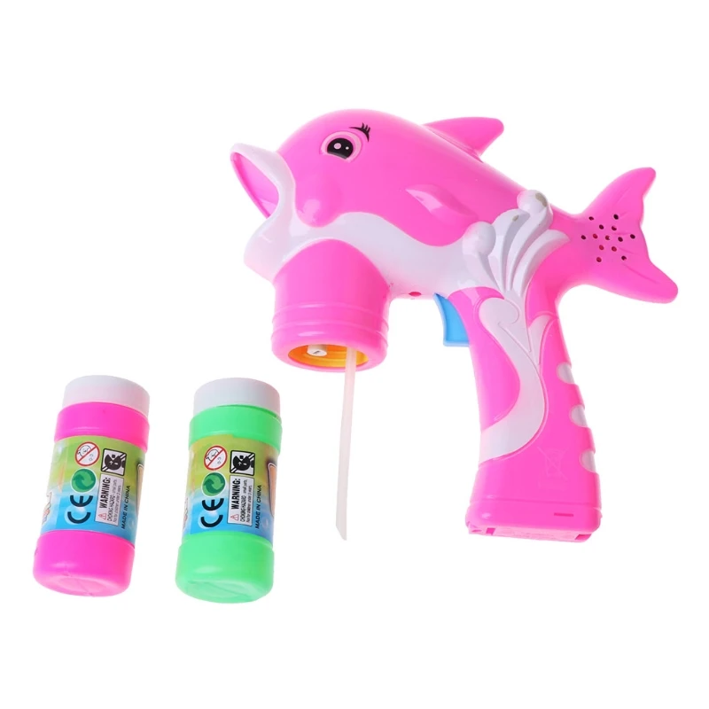 Музыка Свет Электрический пузырьковый пистолет в форме дельфина Дети Открытый игрушки с пузырьковой водой набор открытый игрушки подарок - Цвет: PK