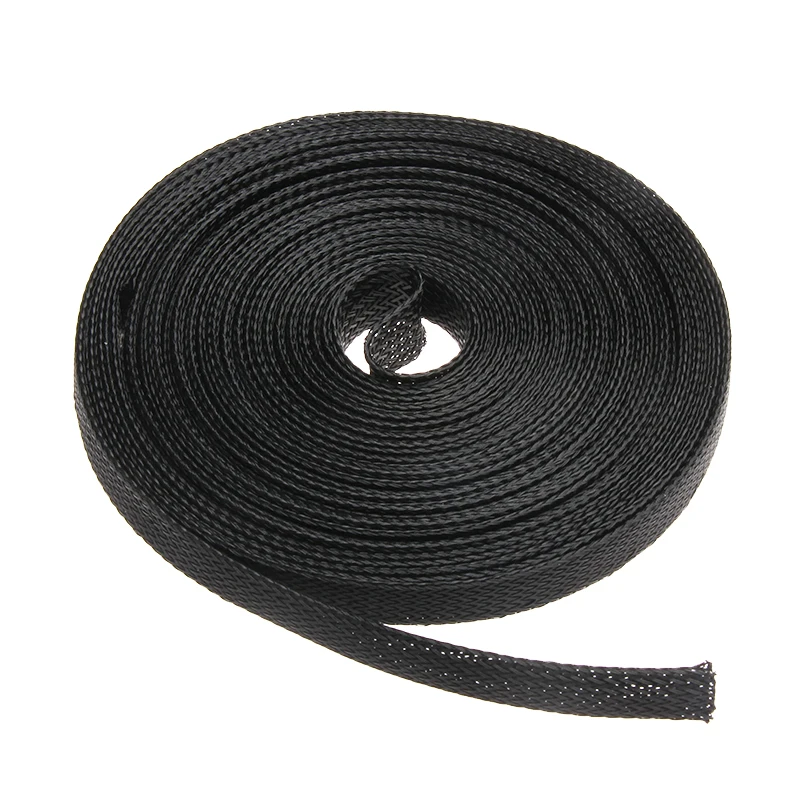 10 мм 10 м диаметр черная изоляция плетеный рукав плотный ПЭТ расширяемый кабель рукава провода сальника защиты