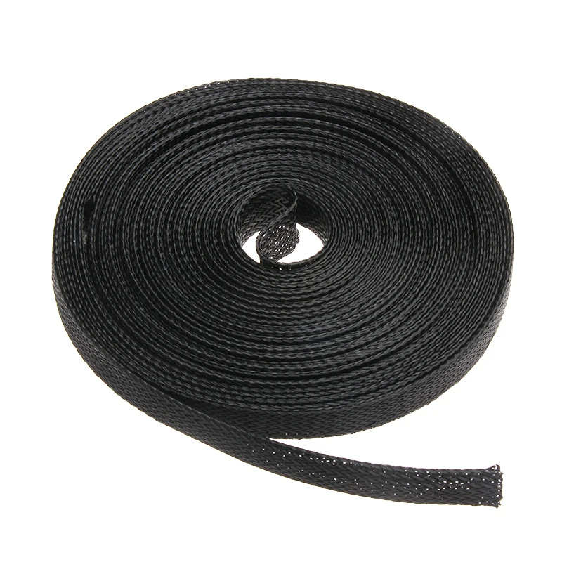 

10MM 10M Diameter Black Insulation Braided Sleeve Tight PET Expandable Cable Sleeves Wire Gland Protection