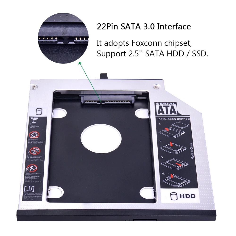CHIPAL алюминиевый SATA 3,0 2nd HDD Caddy 9,5 мм для 2," SSD чехол HDD корпус для lenovo ThinkPad T400 T500 W500 T410 CD DVD rom