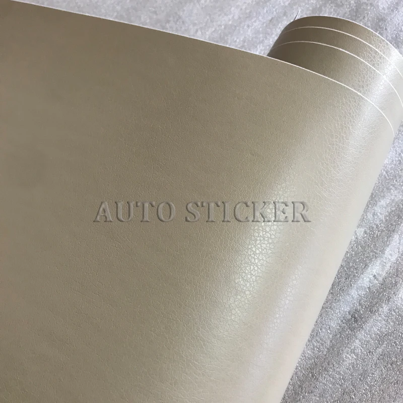 Beige leather skin car interior vinyl wraps 3