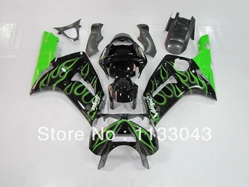 

7gifts+ Green flame black fairing kit FOR KAWASAKI NINJA ZX 6R 636 03 04 ZX-6R 03-04 ZX6R 2003 2004 ZX 6R 03 04 fairings #MH11MT