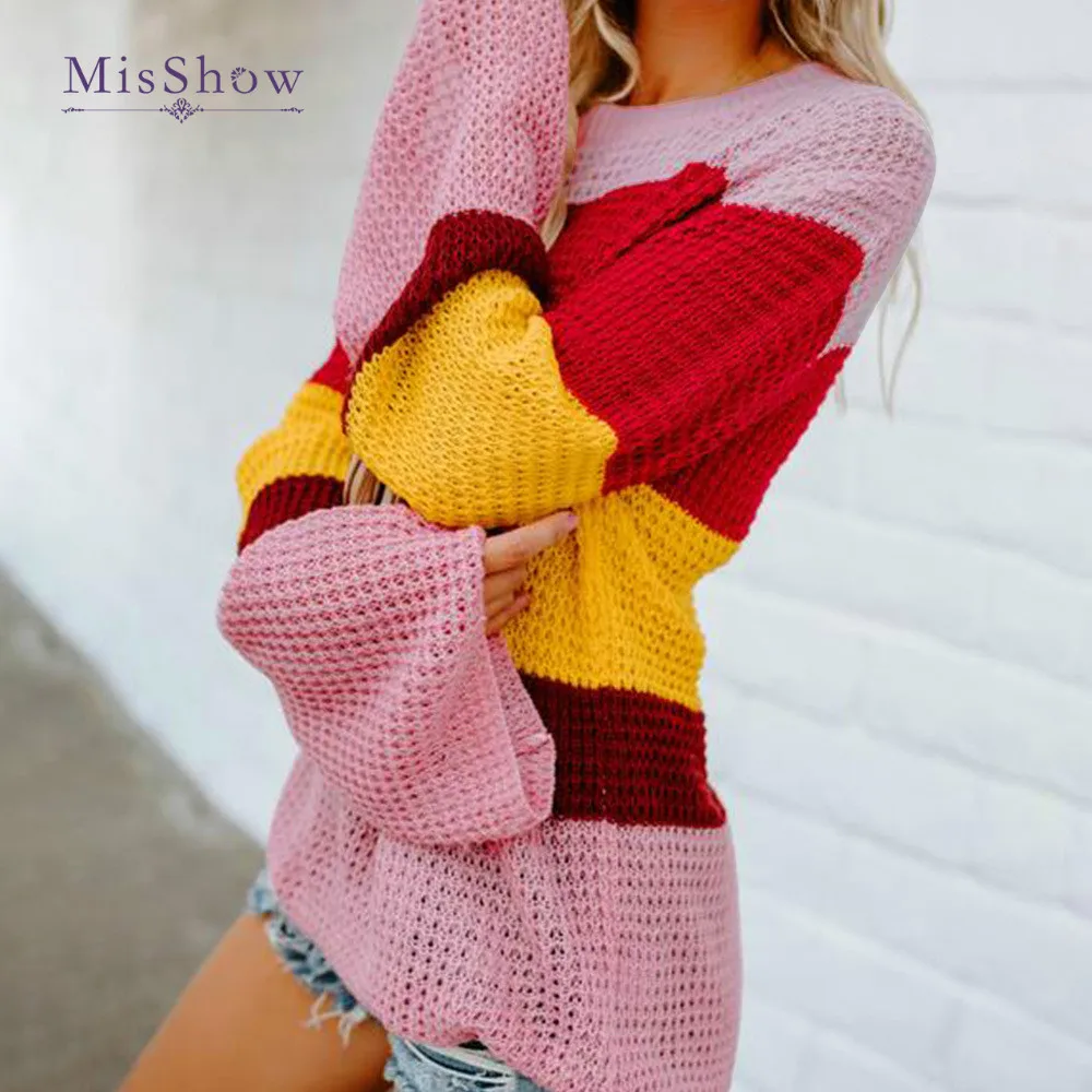 

Multi Color Women Thick Knitted Rainbow Sweater Autumn Winter Turtleneck Pullover Sweater Female Jumper Pull Femme Sueter Mujer
