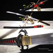 Handmade Japanese Katana 1060 Carbon Steel Heat Tempered Replica Anime Bleach Sword Tsuba Sharpness Reay for Cutting