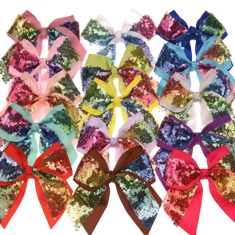 16pcs Sequin Grosgrain Ribbon Bows Fashion Bows Cute Hair Accessories
