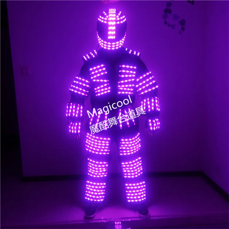 

Colorful led luminous robot suit with helmet and gloves party stage show dj singer performance clothes