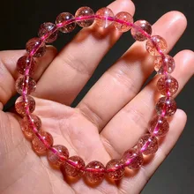 Подлинная натуральная Lepidocrocite кварц красный супер семь прозрачный Круглый бисер растягивающийся Кристальный браслет женский 8,1 мм AAAAA сертификат