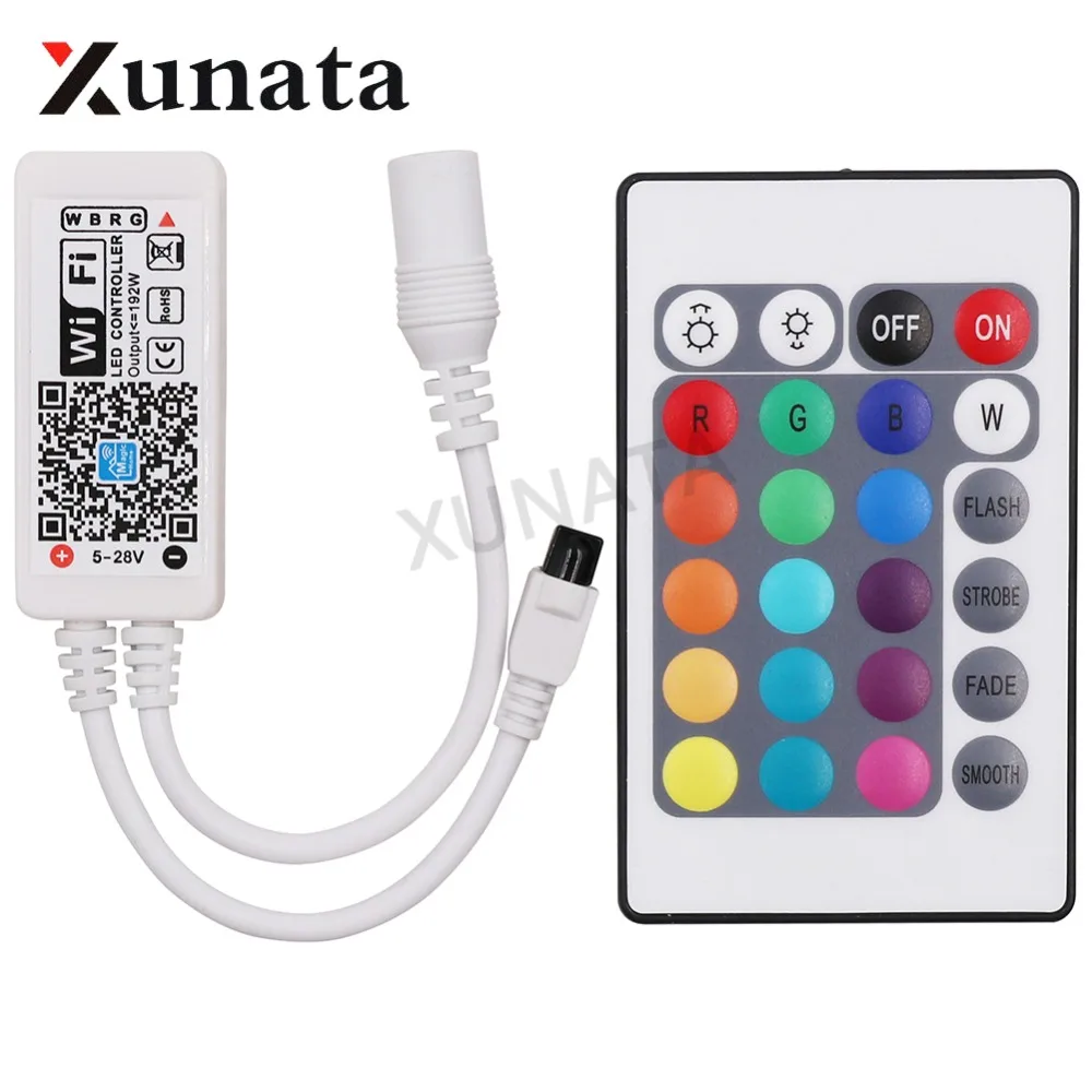 Wifi LED RGB / RGBW Controller DC9-12V with 24 Key RF IR Remote for 5050 Pixels Strip/Panel Light Ceiling Lamp | Освещение