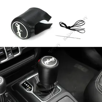 

Red Line/Black Line Leather Protective Sleeve Hand Brake Grip Covers Decor For Jeep Wrangler JL 2018 UP Car Accessories Styling