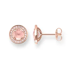 Oro rosa di Colore Luce di Luna Rosa Orecchini con perno, 2018 Thomas Style Rotonda Zirconia Orecchio Orecchini Della Vite Prigioniera Dei Monili del Regalo Per Le Donne(China)