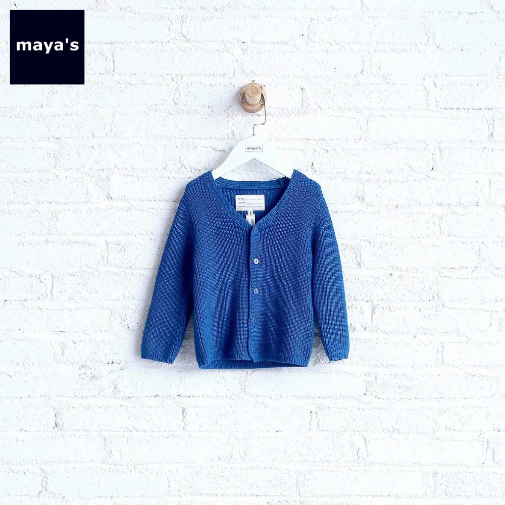 

Mayas Kids Blue Knitted Gentle Soft Jacket Children Breathable Cotton Knitted Coat Toddler Spring Winter Warm Outerwear 73037