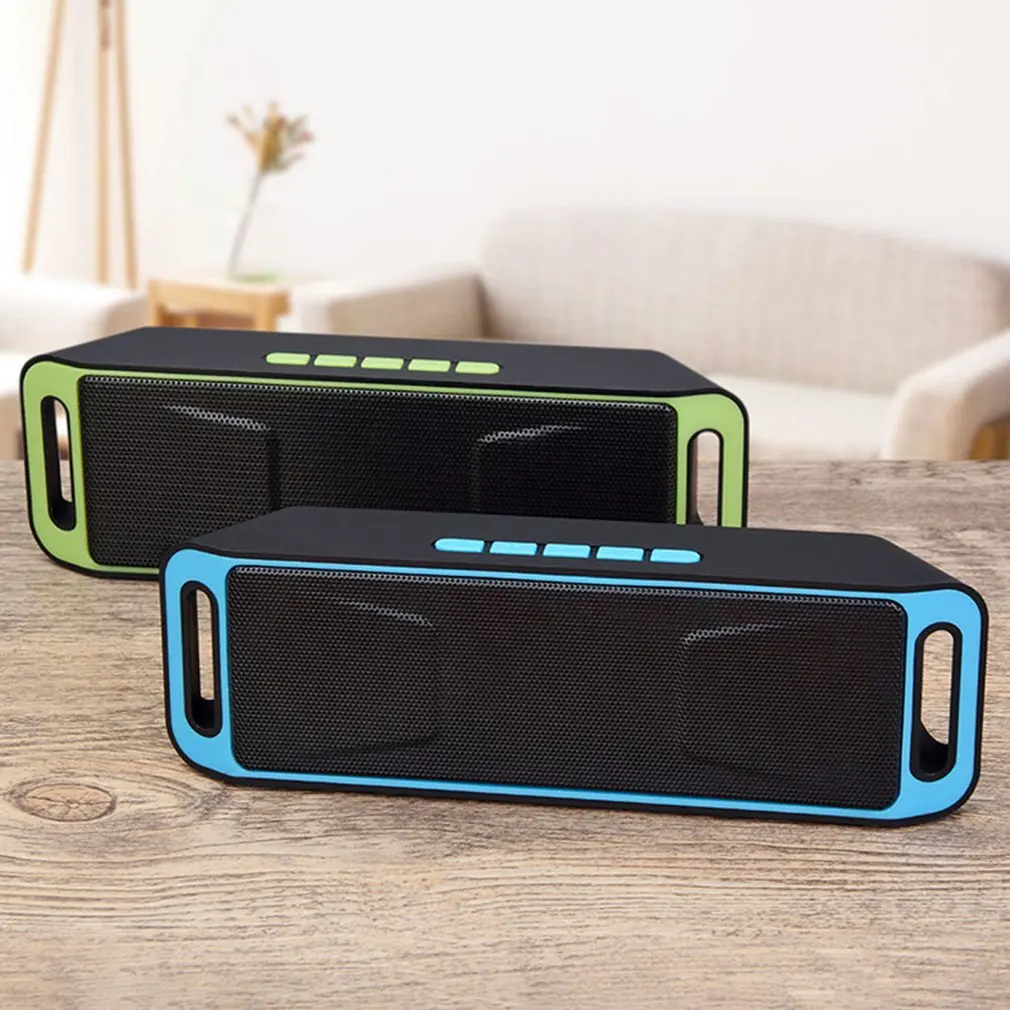 Portable Bluetooth Speaker wireless mini Speaker Amplifier Stereo Subwoofer Speaker TF USB FM Radio Built-in Mic Dual Bass SP208