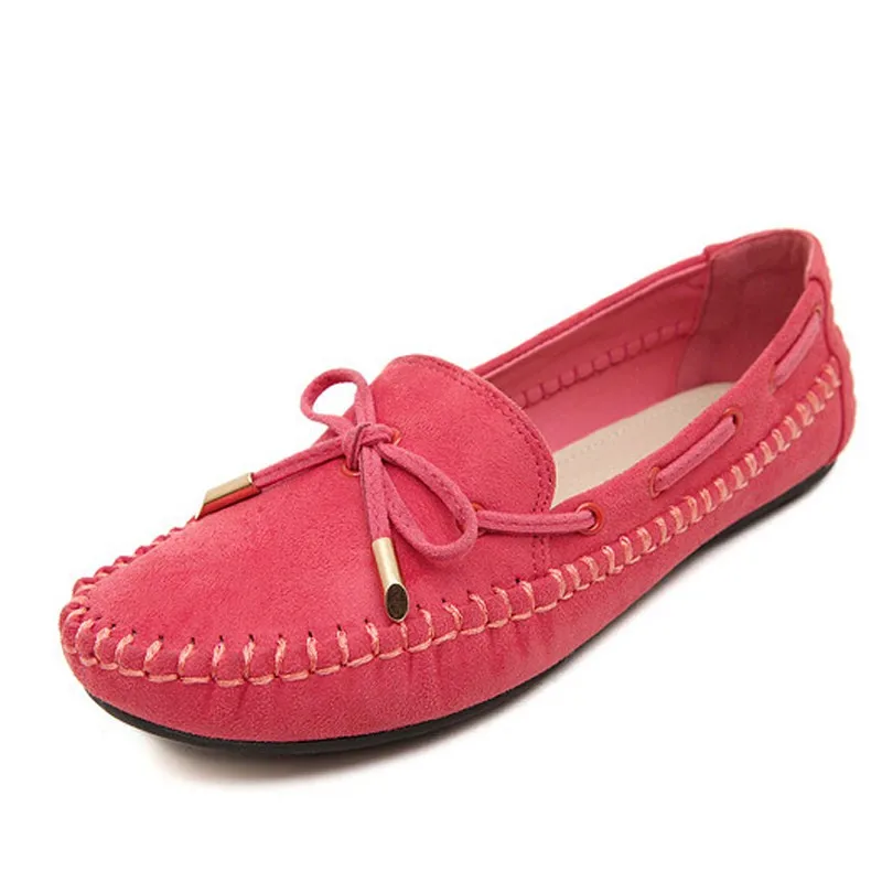 

2017 new Casual Bowtie Loafers Sweet Candy Colors Women Flats Solid Summer Style Shoes Woman Red Purple Size 35-41