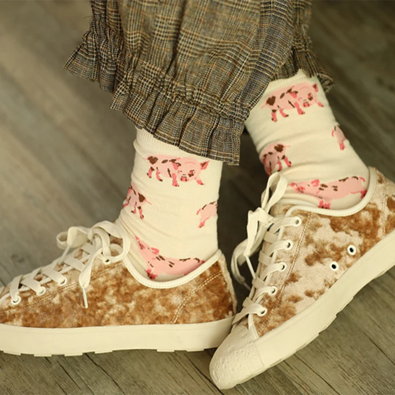 KEP/модные японские милые женские носки в стиле Харадзюку с изображением свинки; милые розовые хлопковые носки высокого качества для девочек и женщин