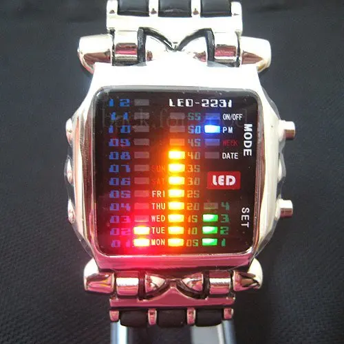 

New Fashion LED Light Dot Matrix Digital Colorful Lamp Display Mens WATCH NR