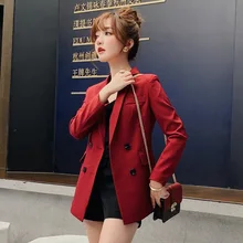 Fashion lady solid color blazer Temperament business jacket double-breasted long-sleeved suit female 2019 new women's clothing