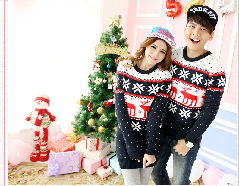 Couple Christmas Sweaters Set With 