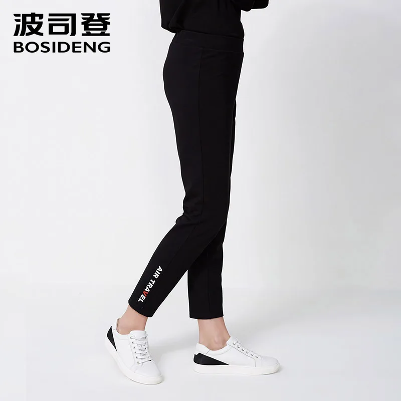 BOSIDENG Harem Pants Women Black Casual High Waist Pants Drawstring Loose Trousers Pantalon Female HIGH Quality B80916084