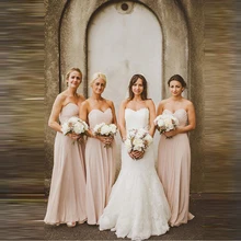 Cheap A-Line Chiffon Bridesmaid Dresses 2017 Sweetheart Sleeveless Ruched Prom Dresses Floor Length Prom Gowns Backless