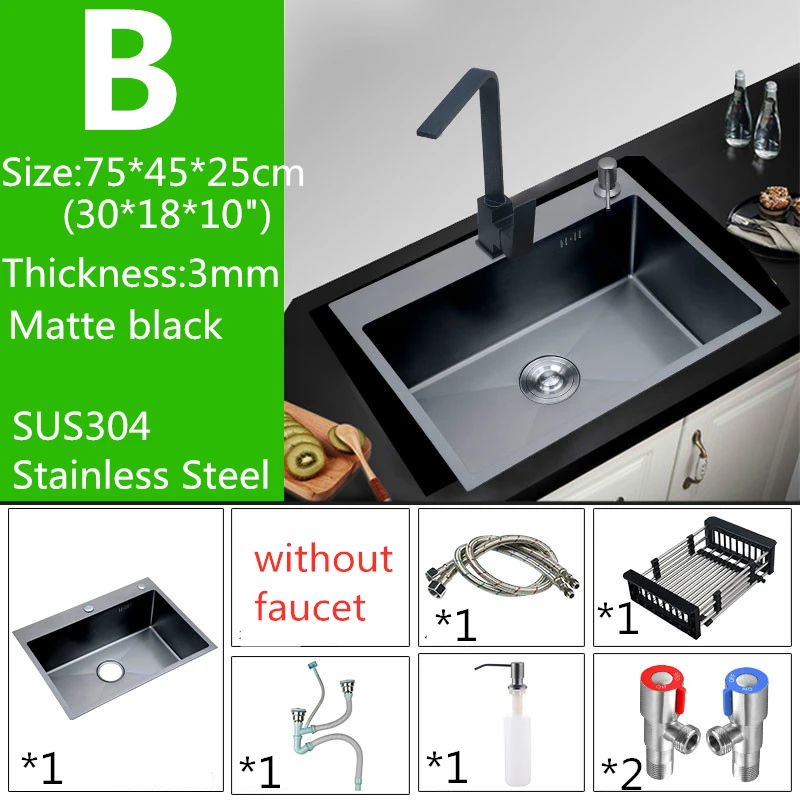 Us 61 61 22 Off Nano Black 30 Inch 11 Gauge Sink Stainless Steel Kitchen Sinks Undermount Hand Thickened Kitchen Single Slot With Drain Strainer In