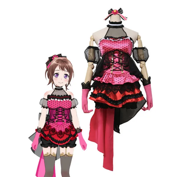 

Hot Sale!!!Custom Made Cosplay Costume BanGDream!Poppin'Party Lead vocal Cos Dress sweet and cute full sets