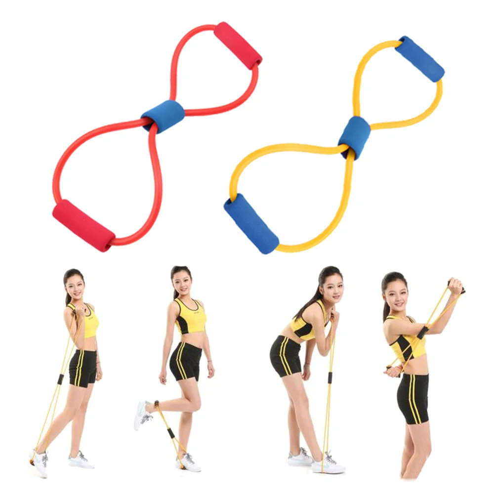 Сопротивление 8 тип мышечной груди канат-эспандер тренировки Тяговый тренажер фитнес упражнения Спорт Йога случайный цвет дропшиппинг