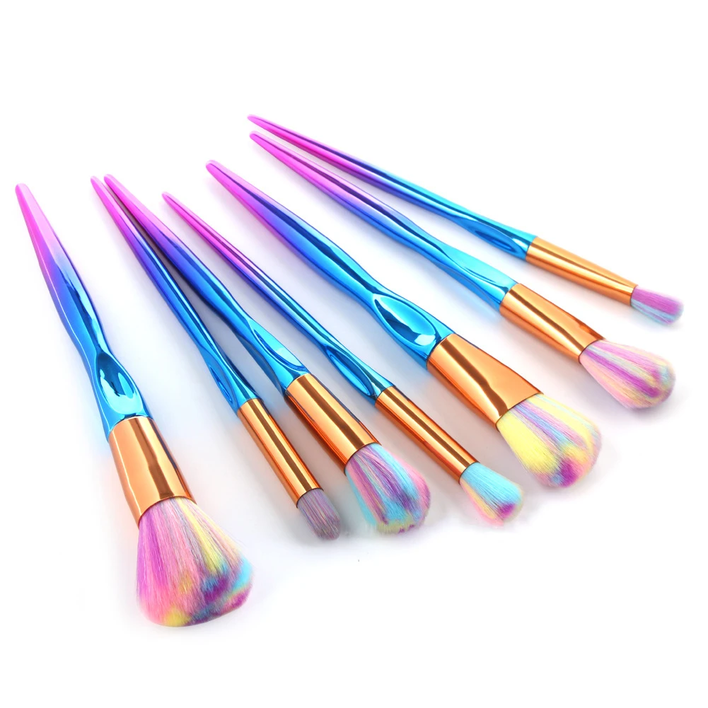 7Pcs/Set Makeup Brushes Rainbow Color Hair Eyeshadow Blending