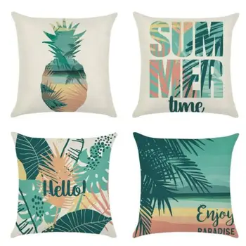

Tropical Plant Green Leaf Rainforest Summer Theme Pillow Case Sofa Cushion Cover