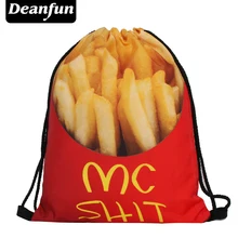 Deanfun Drawstring Bag 3D Printing Escolar Backpack Travel Softback Feminina French fries Dots S46