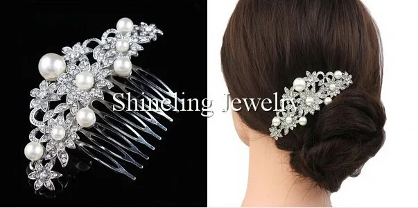 SLBRIDAL Великолепная арт-деко Винтаж свадебный гребень волос свадебный гребень для волос жемчугом свадебные аксессуары для волос, головные уборы Для женщин ювелирные изделия
