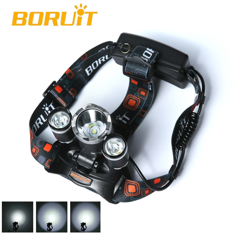 BORUIT 6000LM 3 X XM-L XML T6 СВЕТОДИОДНЫЕ Фары Фара Фонарь налобный фонарь