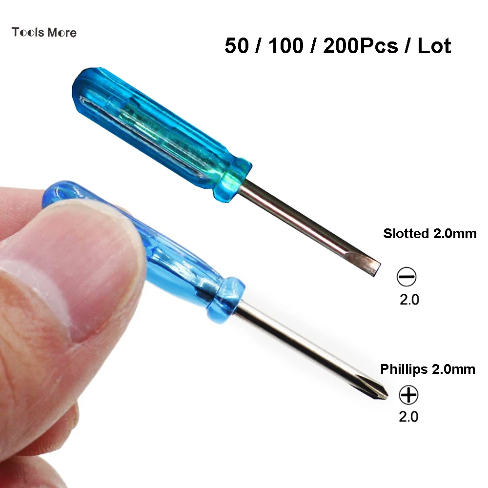 

47mm Mini Short Screwdriver PH00 Slotted 2.0mm Phillips 2.0mm Screw Driver for Laptop Mobilephone Opening Tool 50/100/200Pcs