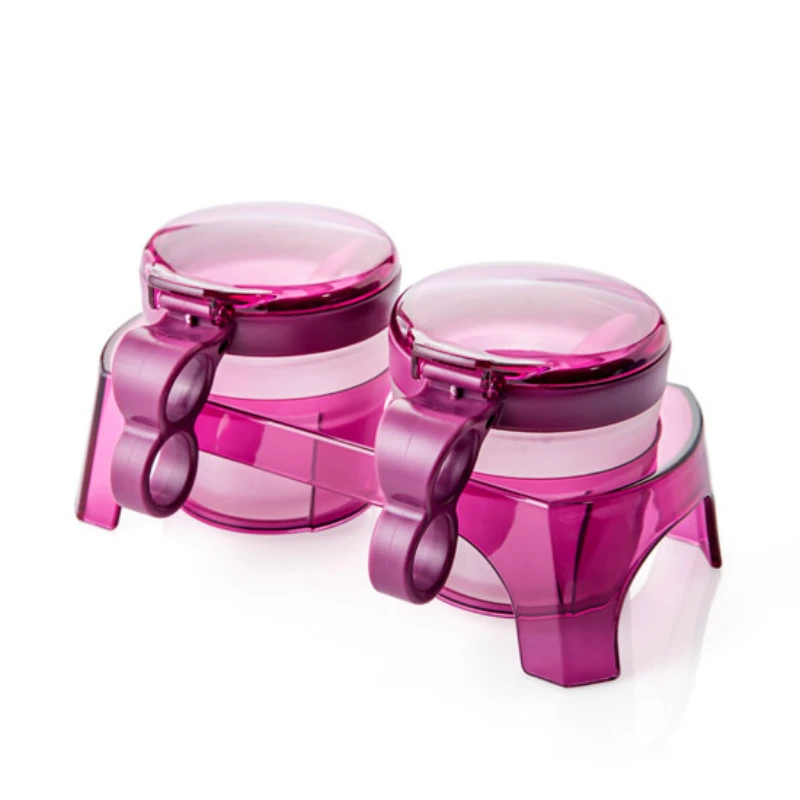 kitchen tools 2pcs spice tool set with spoon glass Spice Box Spice Bottle Siamese covered glass