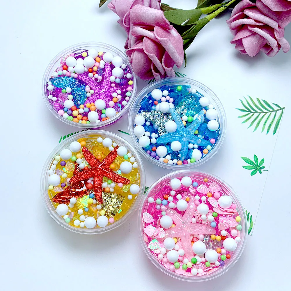 

50ml Kids Charms rainbow Fluffy Mud Mermaid Tail Charms Fishbowl Mermaid Bubble Bath Slime Toy Gift Toy For Boy Girl Best Gift