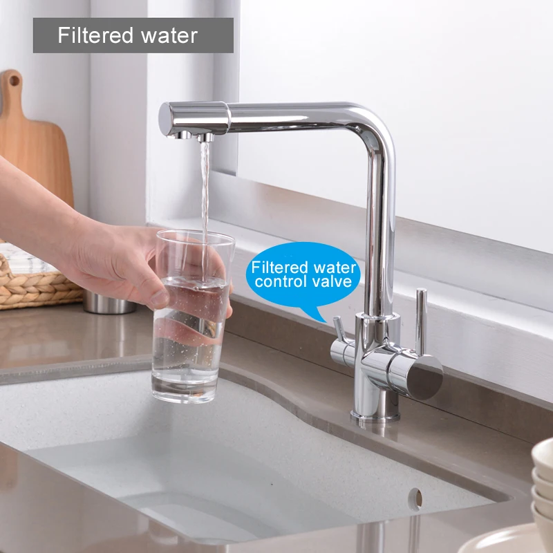  ROVATE Purifier Kitchen Faucet with Filtered Water 3 Way Water Filter Waterfilter Tap Cold and Hot  - 32897317441