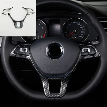 

For Passat B8 2016 2017 2018 ABS Matte and Carbon fibre Car Steering wheel Button frame cover trim car styling 1pcs