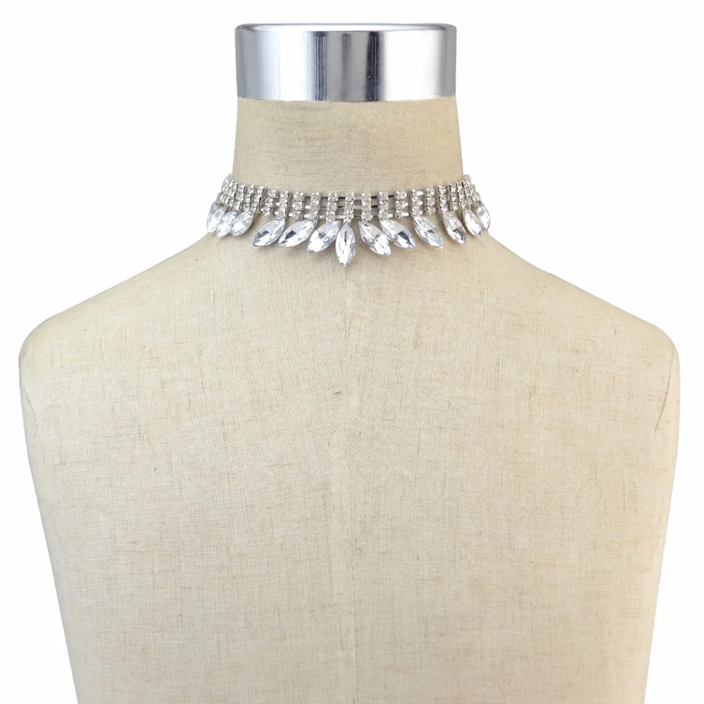 

Rhinestone Choker Necklace 2018 Luxury Statement Crystal Chokers Necklaces For Women Chunky Neck Accessories Fashion Jewellery