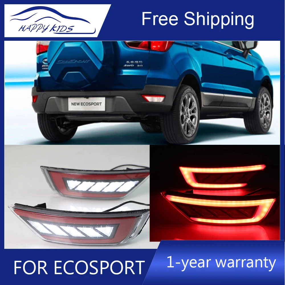 Автомобильный Стайлинг Светодиодный отражатель для Ford Ecosport 2014-2018 задний бампер