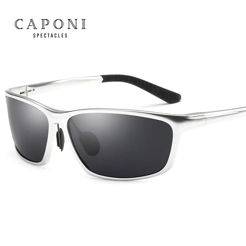 CAPONI поляризационные солнцезащитные очки, мужские очки для вождения, алюминиевые очки, солнцезащитные очки для мужчин, lentes de sol hombre 2179 - Цвет линз: Silver-Black